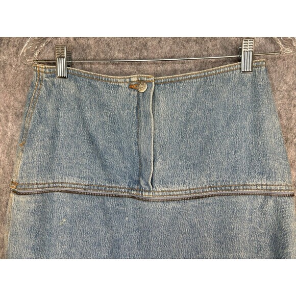 VTG Paris Express Denim Skirt 3 in 1 Diffusion Ruffled Mermaid Pencil 80s Zipper - Picture 7 of 13